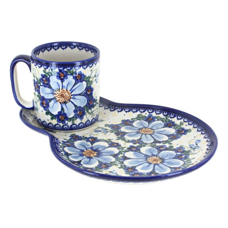Blue Rose Polish Pottery 209-55 Vena Breakfast Plate & Mug