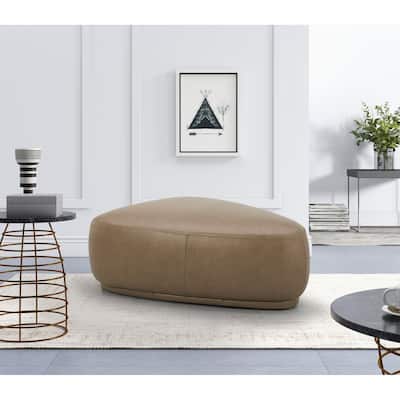 Divani Casa Kinsey Modern Tan Leather Large River Rock Ottoman