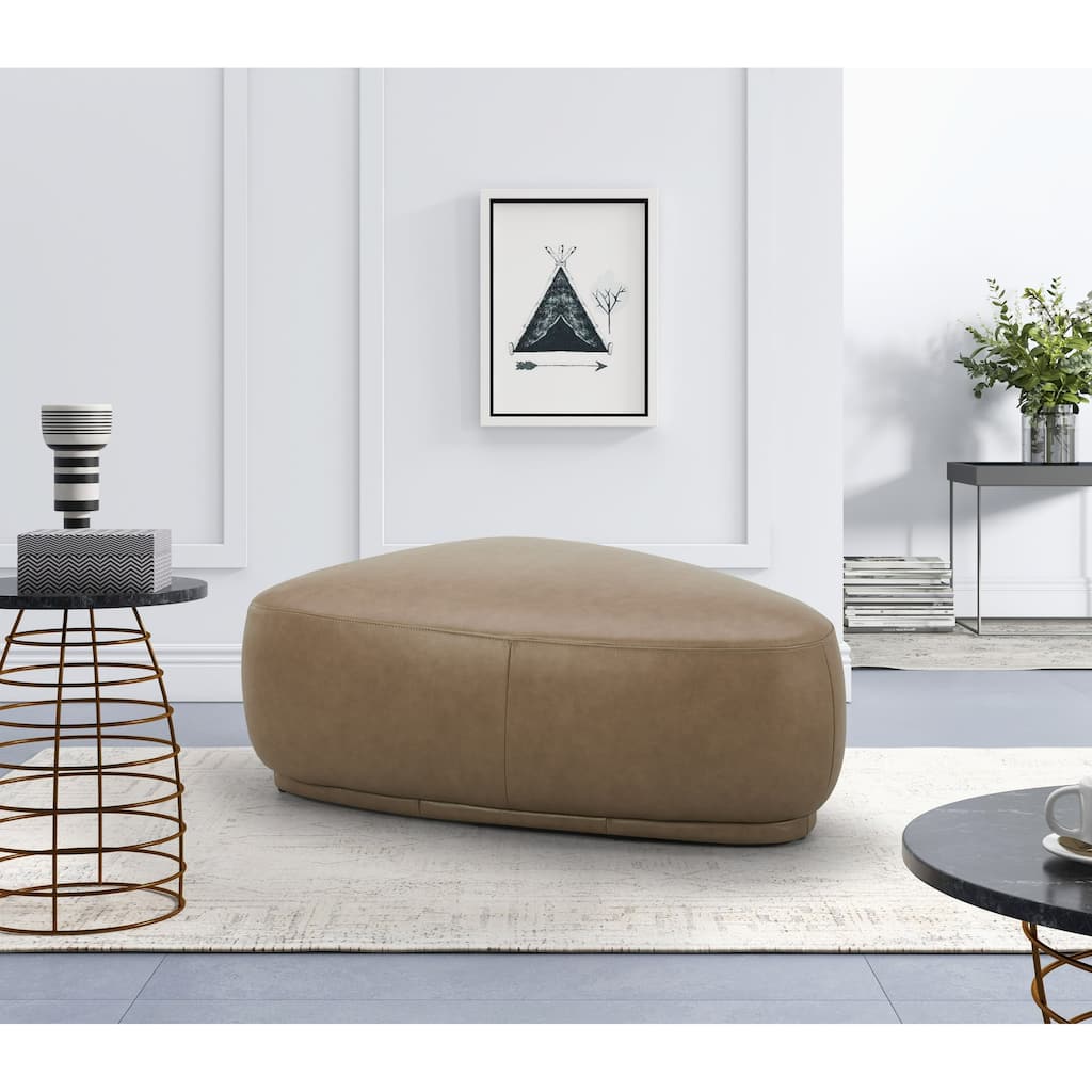 Divani Casa Kinsey Modern Tan Leather Large River Rock Ottoman