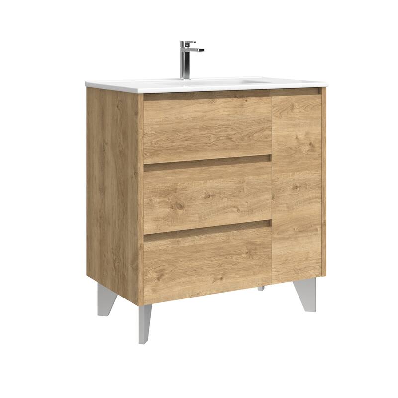 WS Bath Collections Lila C80 Lila 32" Free Standing Single Basin - Natural Oak - Oak Finish