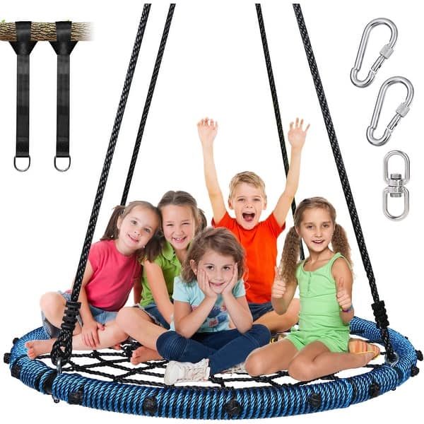 slide 2 of 6, Trekassy 45'' 750lbs Spider Web Tree Swing for Kids Adults with Swivel, 2pcs Tree Hanging Straps