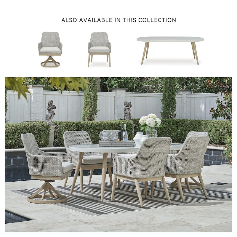 Signature Design by Ashley Seton Creek Gray Outdoor Dining Arm Chair (Set of 2) - 25.25" W x 24.5" D x 36" H