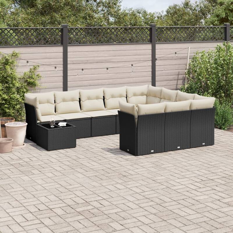 vidaXL Garden Sofa Set Black, Cream White - 21.7 x 21.7 x 14.6