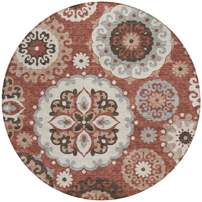 HomeRoots Floral Medallion Transitional Rectangle Outdoor Rug