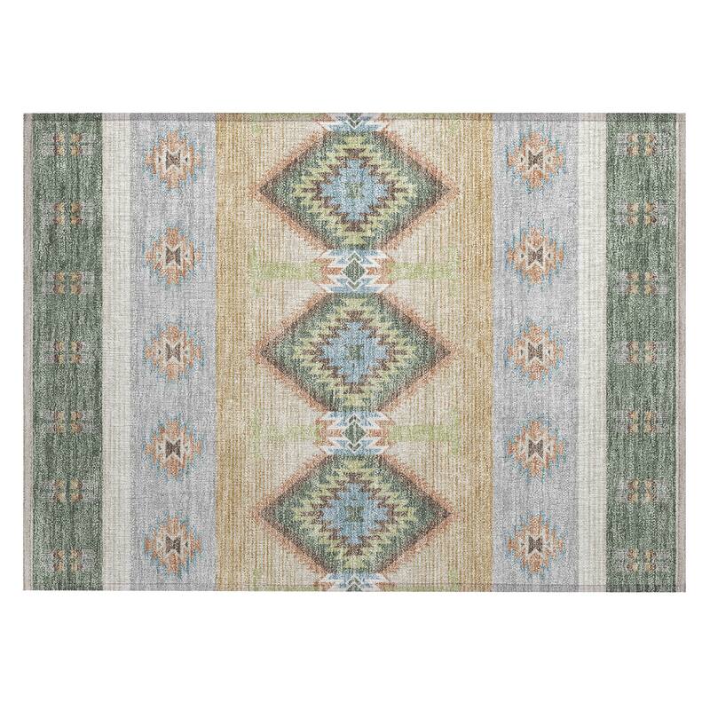 Machine Washable Indoor/ Outdoor Global Chennai Chantille Rug