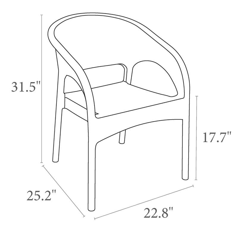 3-Piece White Patio Seating Conversation Set 32"