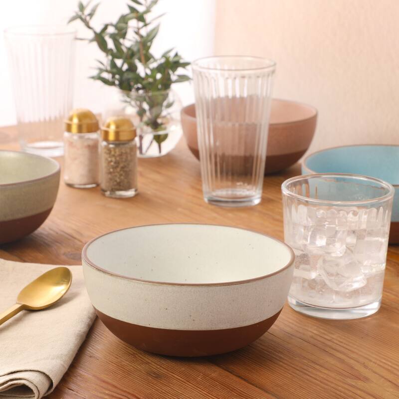 Gibson Elite William Crest 4 Piece Cereal Bowl Set, 6.25" Round Stoneware Reactive Glaze Finish, Soup, Dessert & Snack Bowls