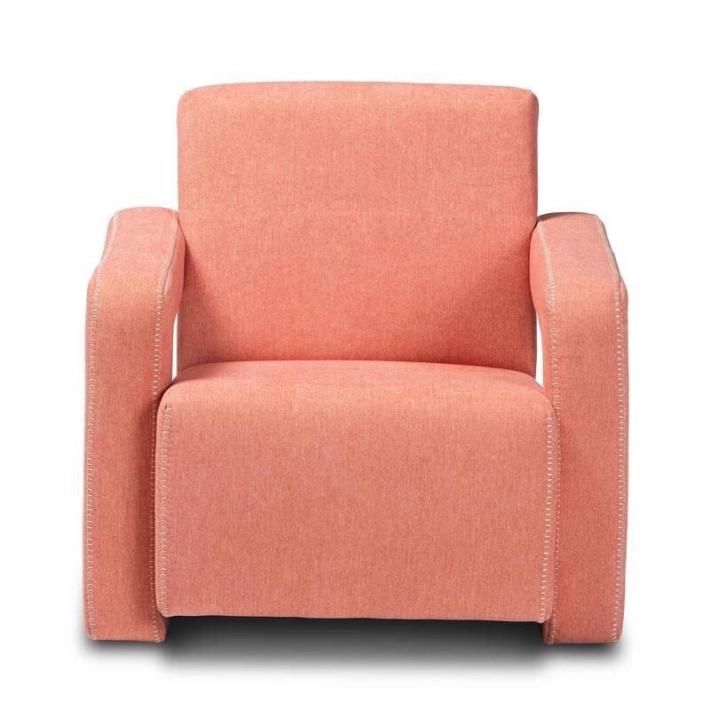 Madian Modern & Contemporary Light Red Fabric Upholstered Armchair