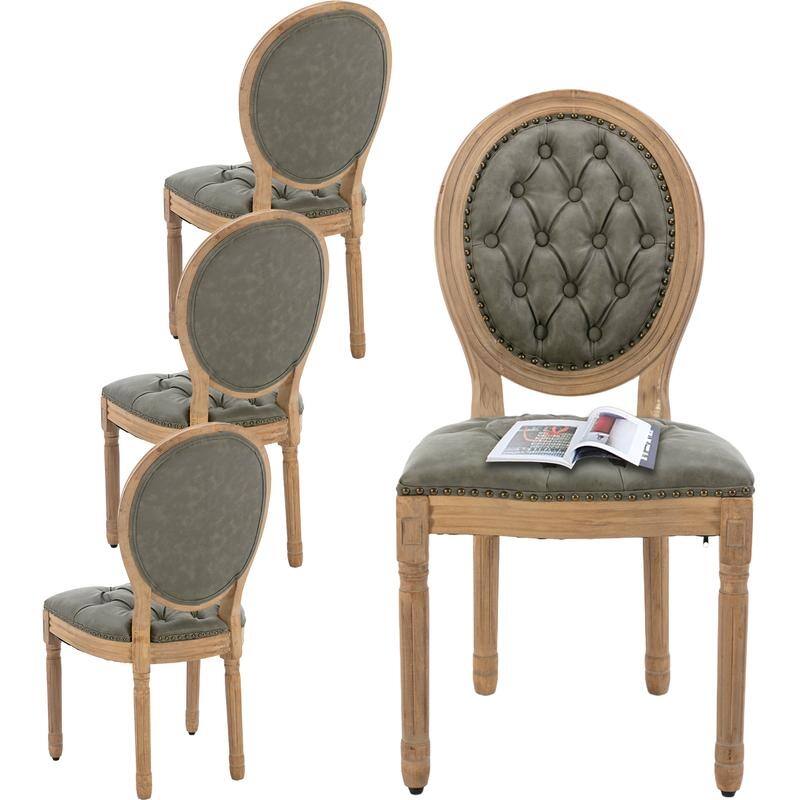 French Style Solid Wood Dining Chair with Nailhead Set of 4
