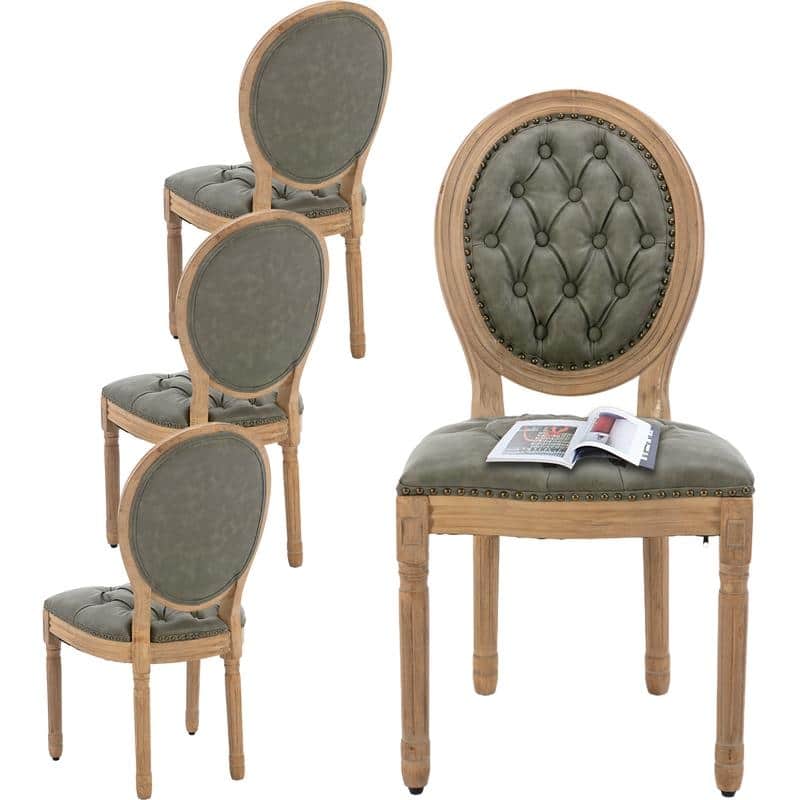 French Style Solid Wood Dining Chair with Nailhead Set of 6