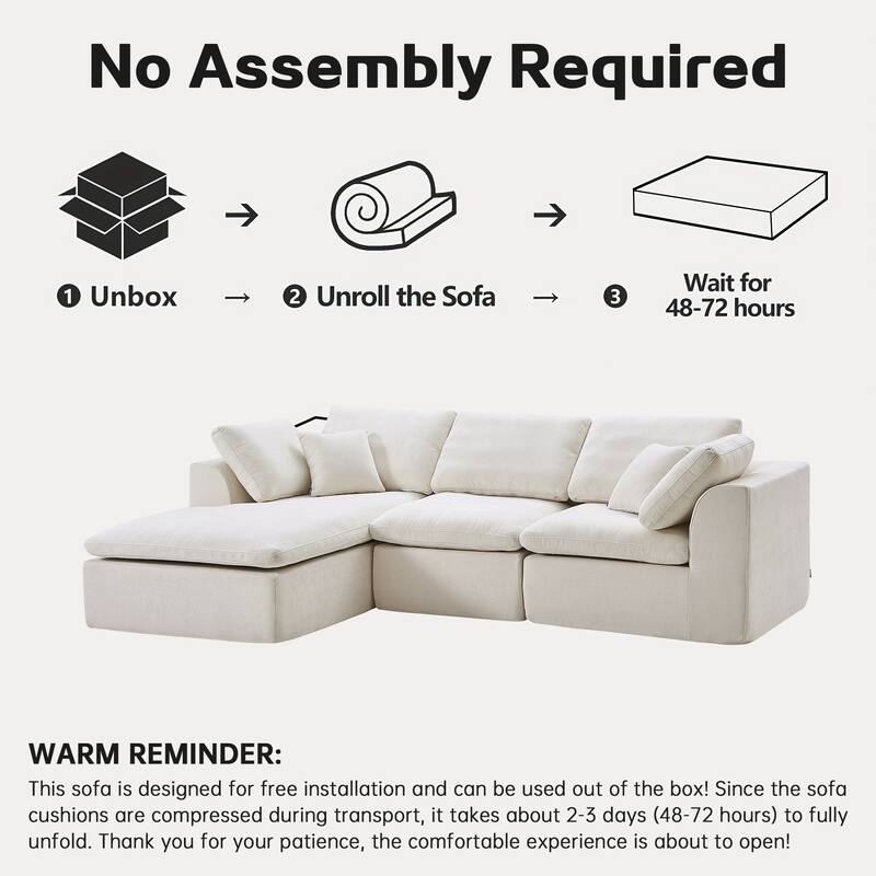 L-Shaped Chenille Sectional Sofa with Chaise Lounge, Living Room Modular Leisure Couch Chenille Sleeper Sofa