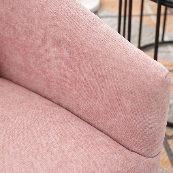 Pink Round Sofa Chair, Lounge Reading Armchair with Skirt Linen
