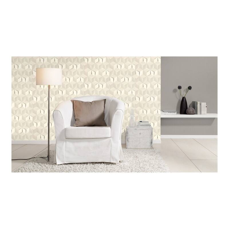 Rasch Catteau Off-White Cube Wallpaper - 20.5 x 396 x 0.025