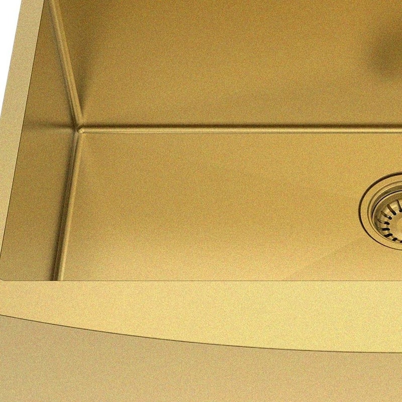 HomeRoots 10" X 33" Gold Stainless Steel Undermount Kitchen Sink - 33.00 in. x 10.00 in. x 20.00 in.