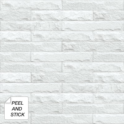 NextWall Faux Limestone Brick Peel and Stick Removable Wallpaper - 20.5 in. W x 18 ft. L