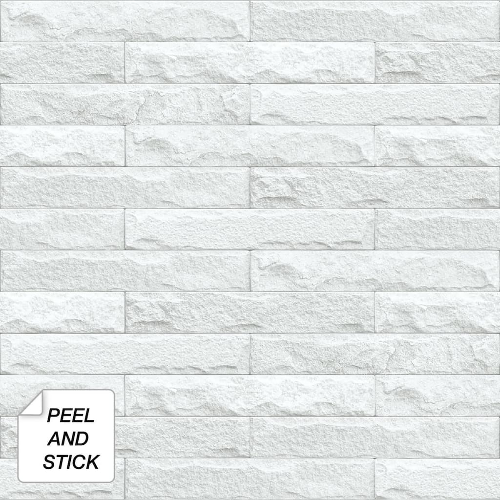 NextWall Faux Limestone Brick Peel and Stick Removable Wallpaper - 20.5 in. W x 18 ft. L