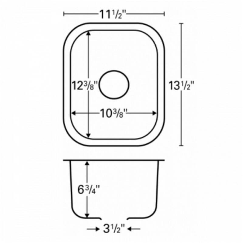Karran USA U-1113 U Series 11-1/2" Undermount Single Basin Stainless