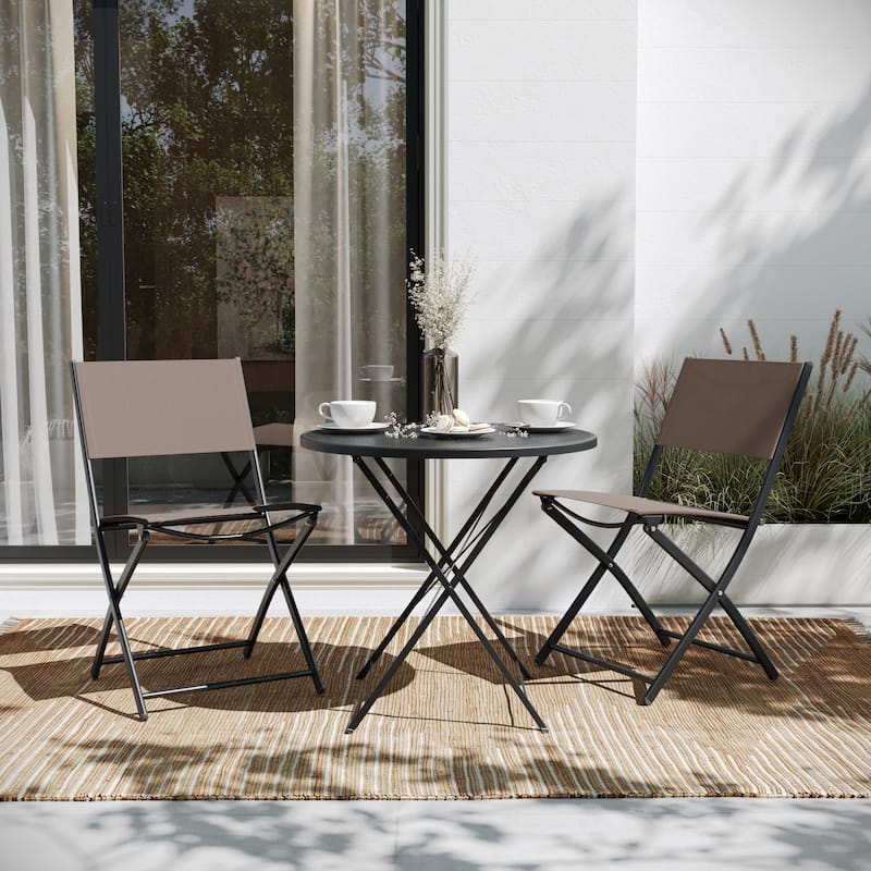 2 Pack Commercial Outdoor Flex Comfort Folding Chair with Metal Frame