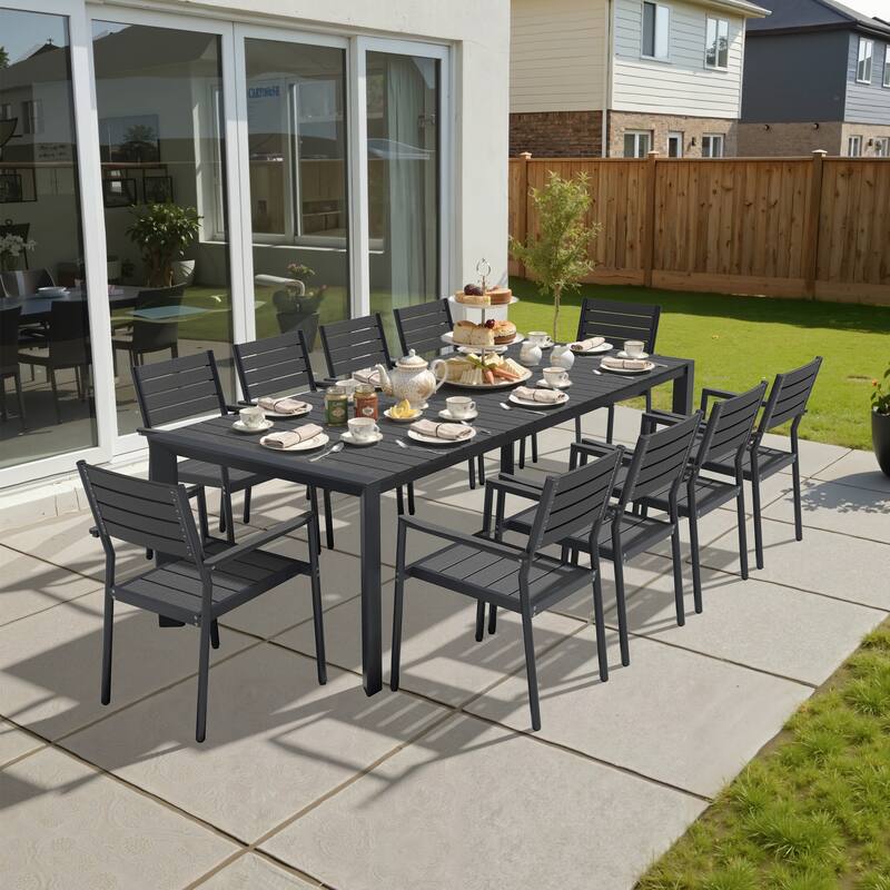 Pellebant Premium Outdoor Patio Aluminum Dining Table with Umbrella Hole