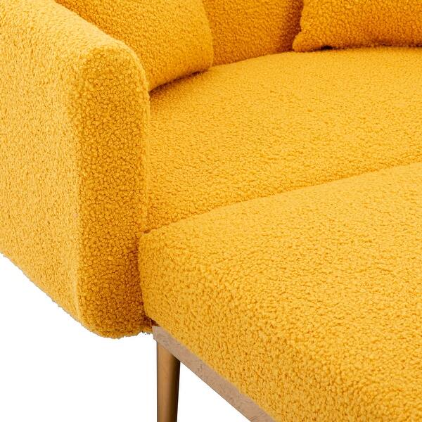 Living Room Yellow Chaise Lounge Modern Recliner Chair Felt Accent Sofa