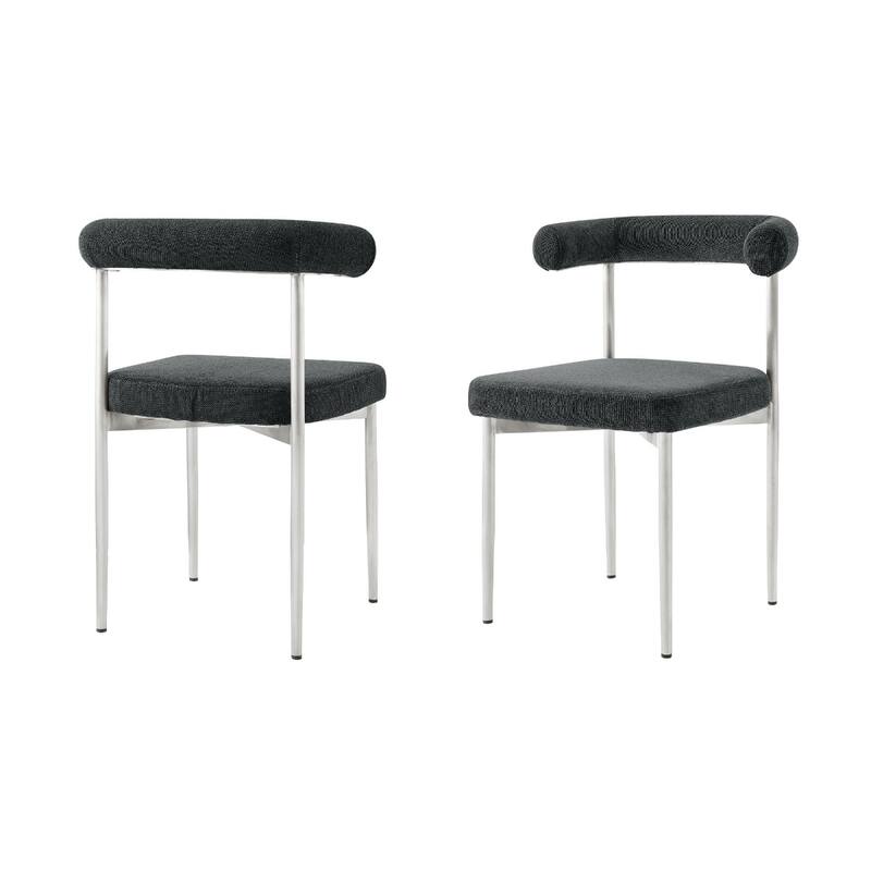 Set of 2 Upholstered Open Back Dining Chairs with Metal Legs - 20.50” x 23.50” x 30.50”