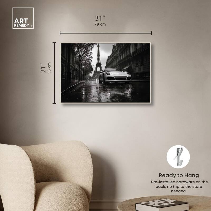 Driving in the Rain Paris Canvas by Art Remedy