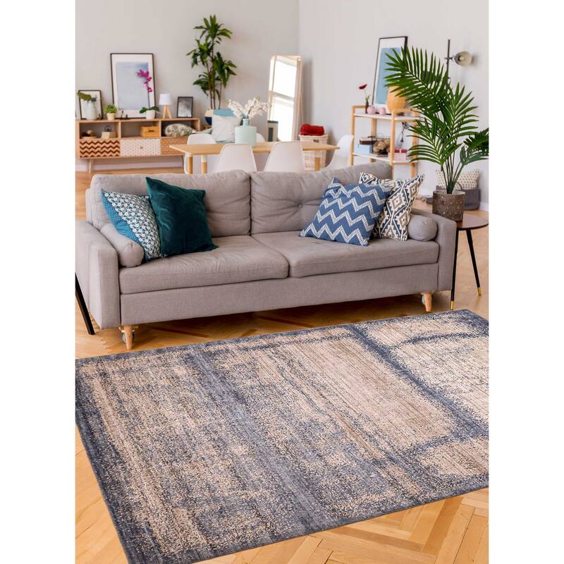 ECARPETGALLERY Hand Loomed Elysian Light Denim Blue Rug - 8'2 x 9'10