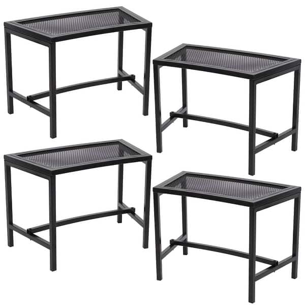 slide 2 of 14, Sunnydaze Fire Pit Benches Black Mesh for Patio - 23" x 16" - Set of 4 Benches