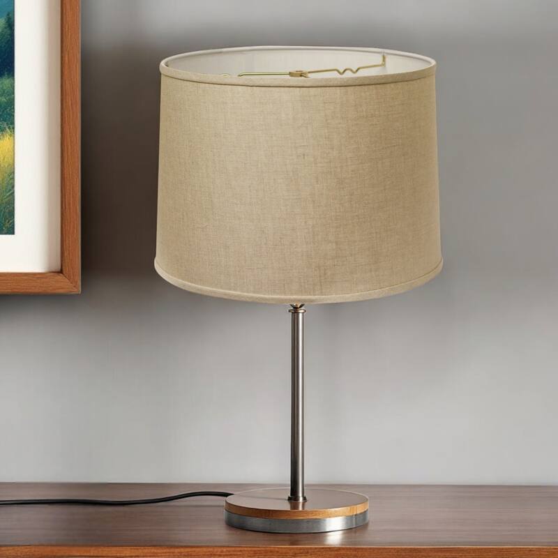 HomeRoots Dark Brown Linen Drum Lamp Shade - 17