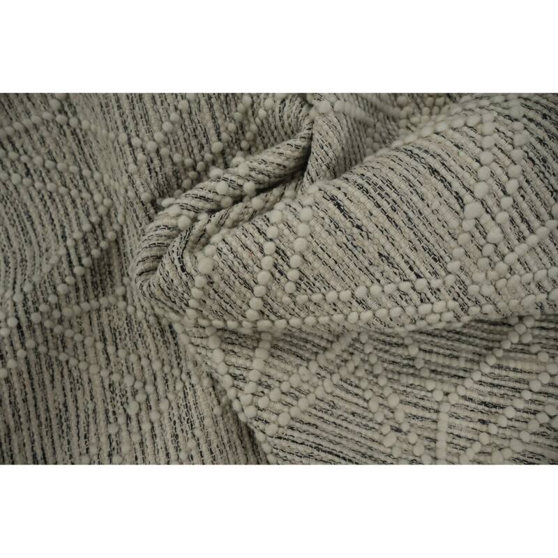 Hand Knotted Oriental 100% Wool Carpet Modern Geometric Beige & Ivories Modern Gotti Design Area Rug - 9' 7'' X 7' 7''