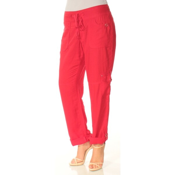 red straight leg pants