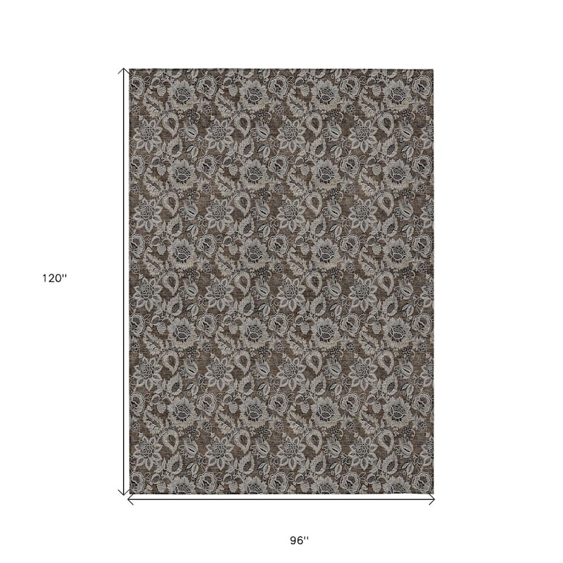 HomeRoots Floral Transitional Rectangle Outdoor Rug