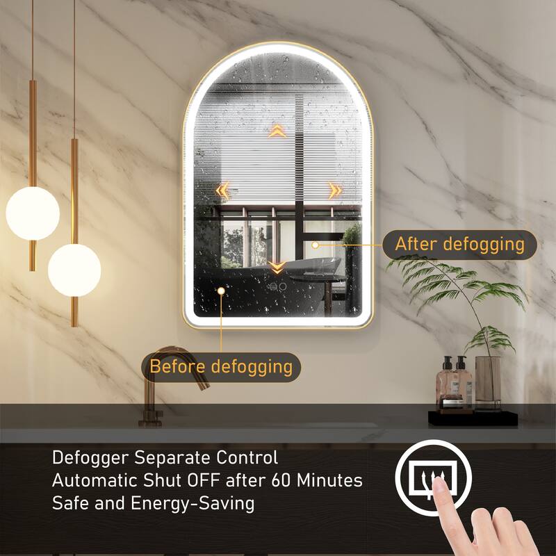 24/28''W X 36''H Wall Mounted Bathroom Framed LED Mirror With Memory Function,Anti-fog,Dimmable