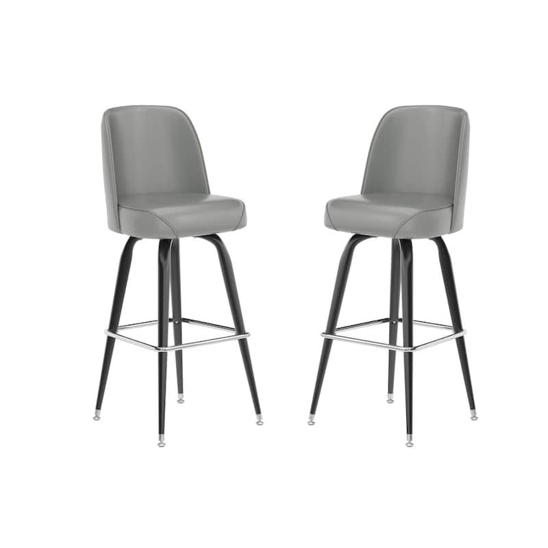 2 Pack Metal Barstool with Swivel Vinyl Upholstered Bucket Seat and Footrest - 18.5"D x 18.5"W x 42.5"H