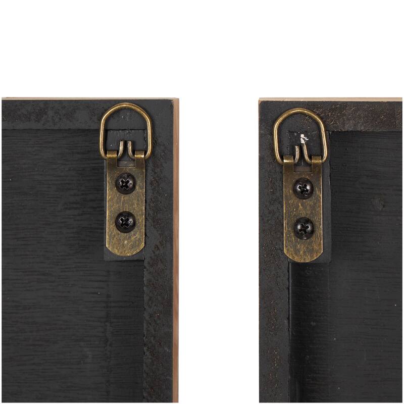 Brown Wooden Handmade Carved Two-Toned Geometric Home Wall Decor (Set of 2)