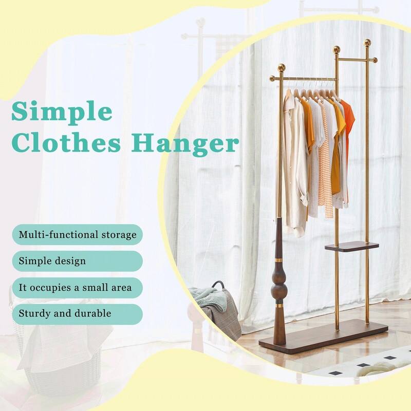70" Tall Industrial Coat Rack for Entryway, Solid Wood & Stainless Steel, Double Layer Hanging Rack