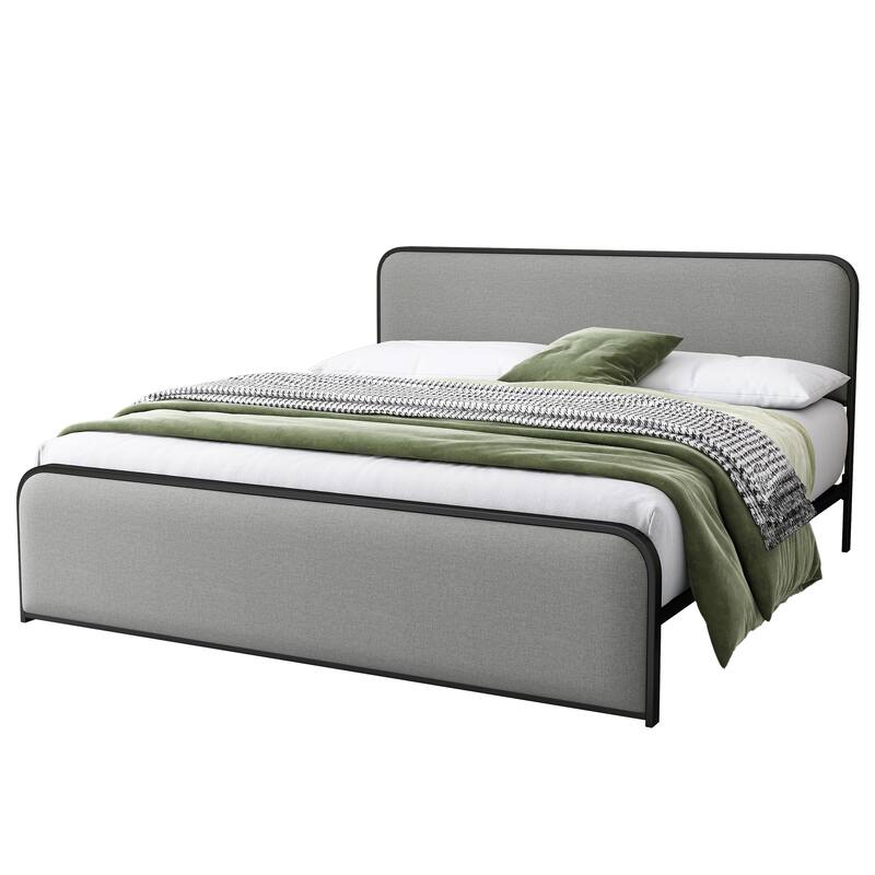 Curved Upholstered Headboard and Footboard Bed