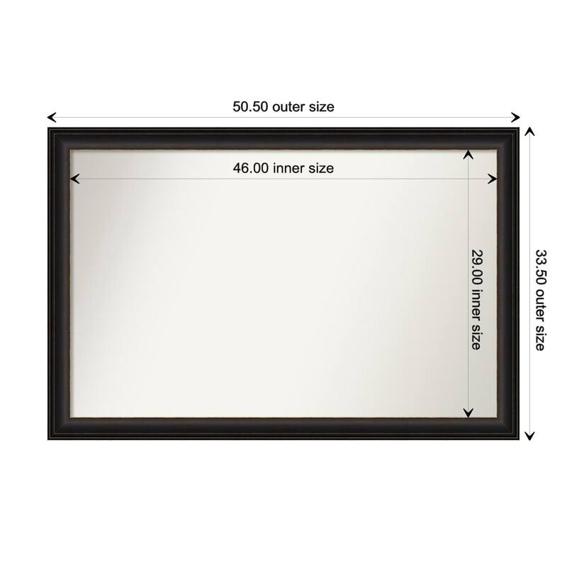 Trio Oil Rubbed Bronze Framed Non-Beveled Custom Wall Mirror, Bathroom Vanity Mirror - Outer Size: 50.5 x 33.5