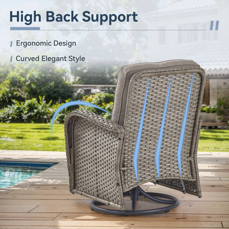 Gymojoy Swivel Patio Chair & Table 3 Piece Outdoor Furniture Set