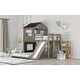 preview thumbnail 3 of 39, Full double wooden bed with slide and guardrail, antique grey