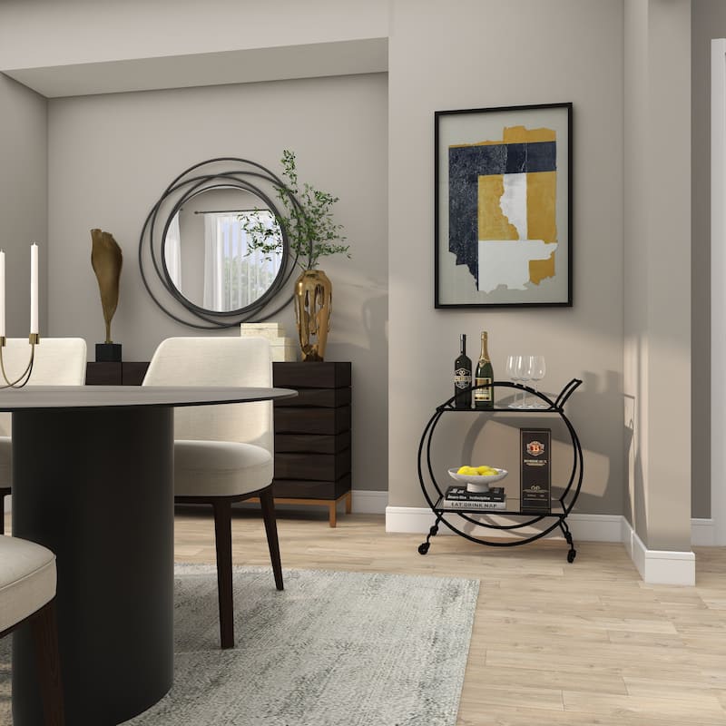 Metal Contemporary Bar Cart with Wheels