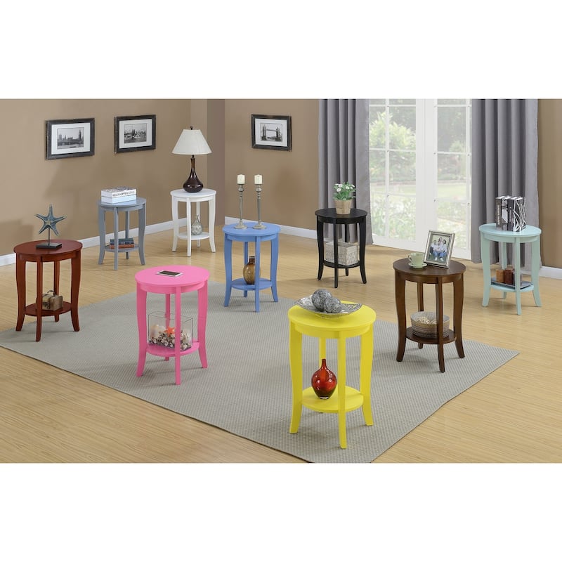 Round End Table - Modern Accent Table with Storage Shelf - Living Room Coffee Table - 24