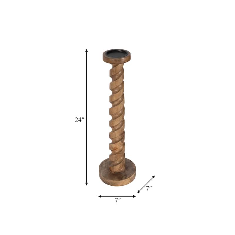 Sagebrook Home Mango Wood Spiral Candleholder - Elegant Home Decor