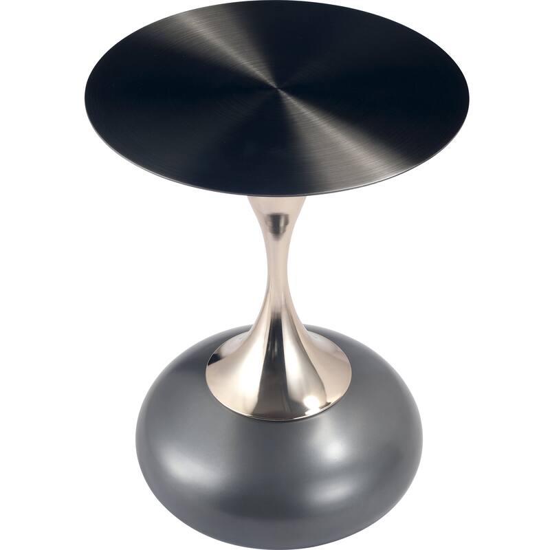Savoy Round Side Table Stainless-Steel Black Top and Pedestal Base for Home Office Living Room