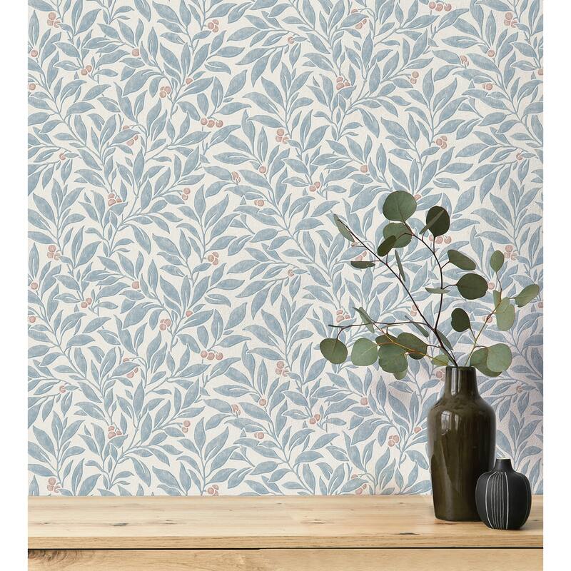 Winter Berry Blue Vine Wallpaper