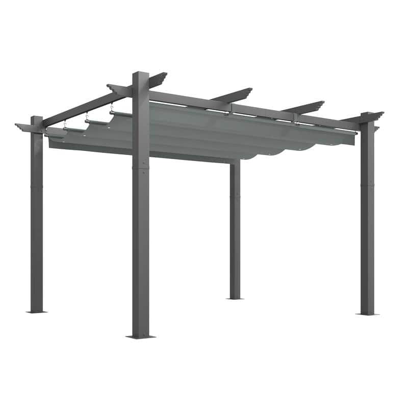 EROMMY 10' x 13' Outdoor Pergola with Retractable Canopy, Heavy-Duty Metal Frame and Adjustable Patio Shade Roof