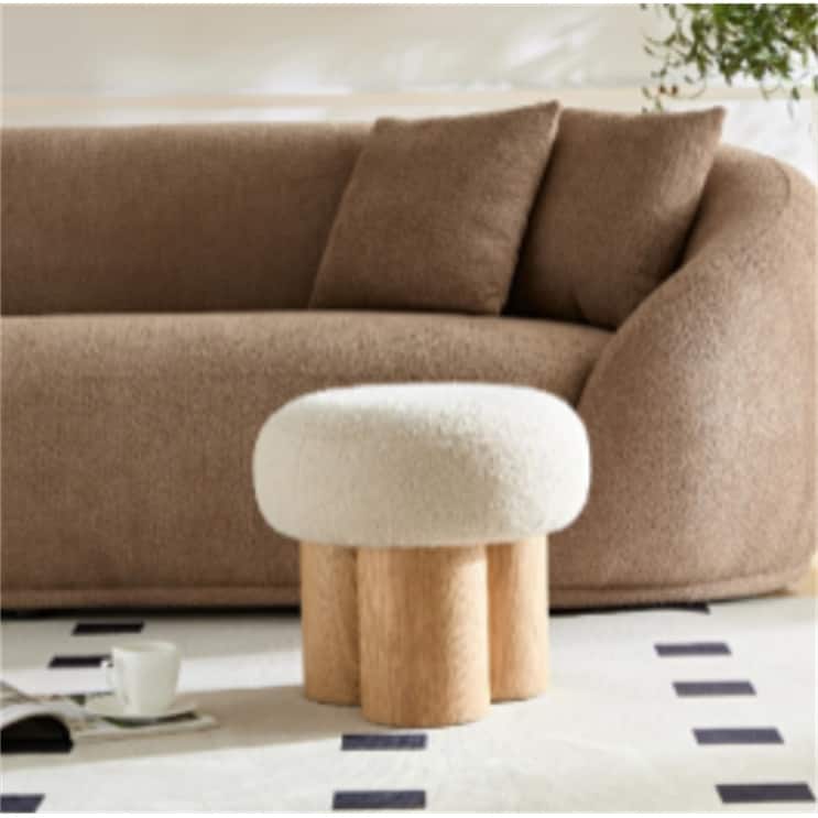 Mushroom Stool Grieg Plush Cushion, Wooden Barrel PVC Pipe