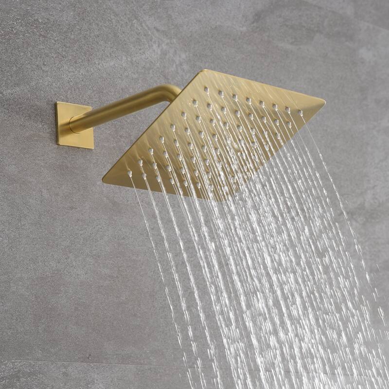 Brushed Gold Tub Shower Faucet with Waterfall Tub Spout and Anti