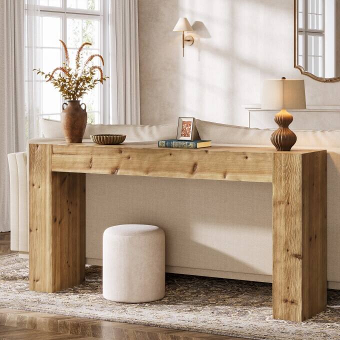 Solid Wood Console Table, 63-inch Farmhouse Entryway Table