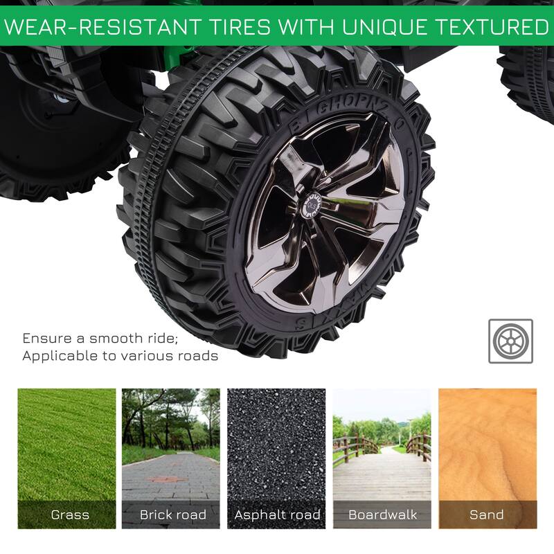 12V Kids 4-Wheeler Ride-On ATV with LED Headlights, Music, Wide Wheels, and Acceleration Pedal for Boys & Girls